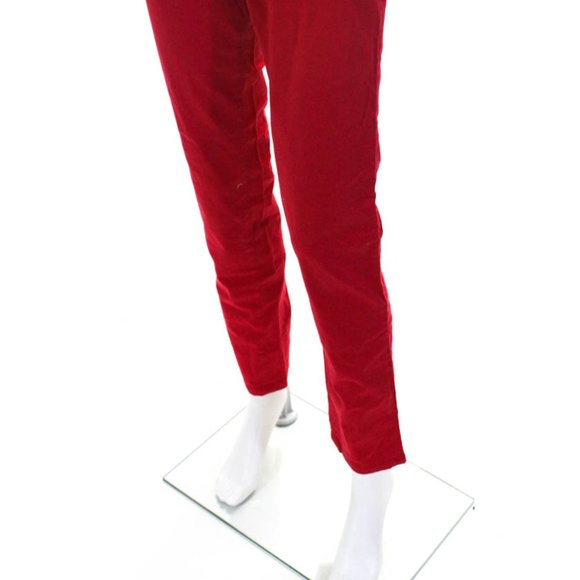 NEW Les Canebiers Straight Trousers Red Size Large - Picture 4 of 9